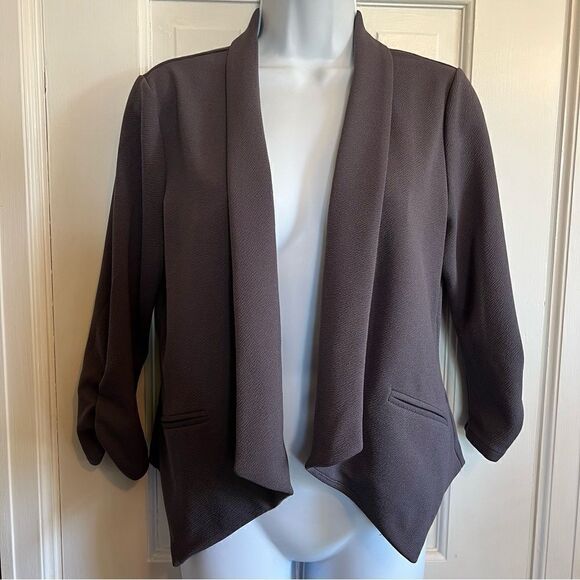 Maurice’s Dark Plum Open front Textured Blazer - Picture 2 of 9